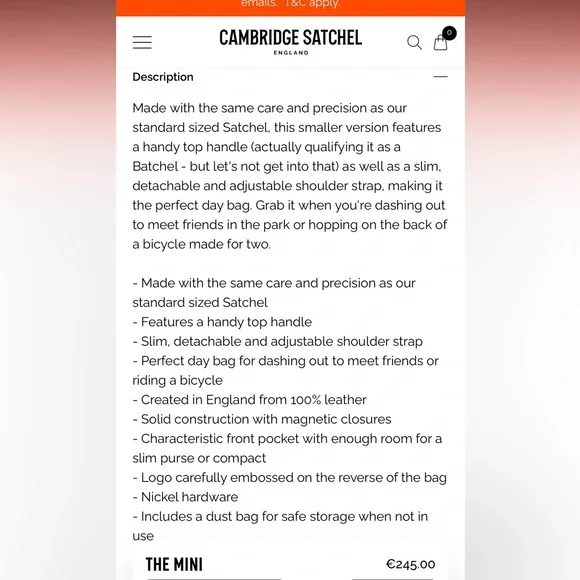 The Cambridge Satchel Co. Crossbody The‎ Tiny- New with tags - Picture 11 of 16